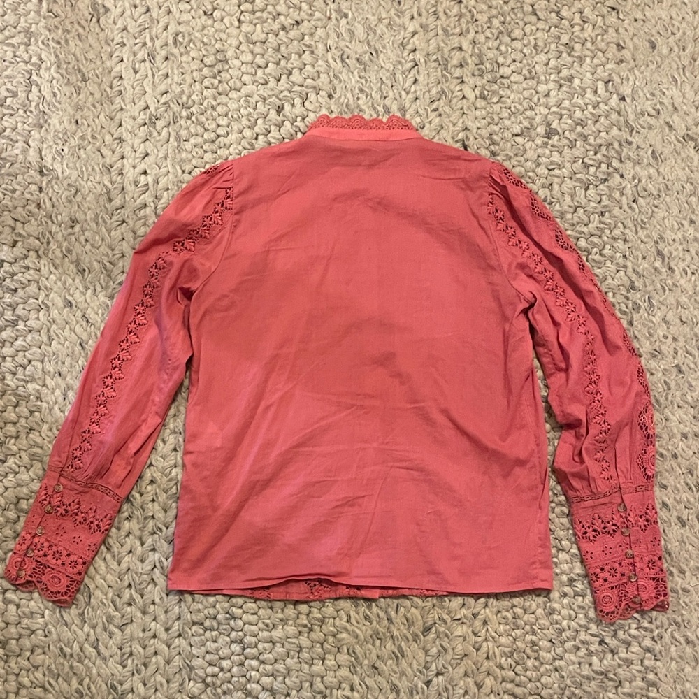 Sezane Rym Blouse - Rosewood Pink Lace Long Sleeve Blouse - Picture 8 of 8
